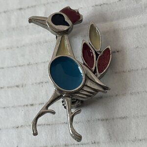 Vintage Roadrunner Enamel Brooch 🐦 Southwestern ST Labre Pin 1970s